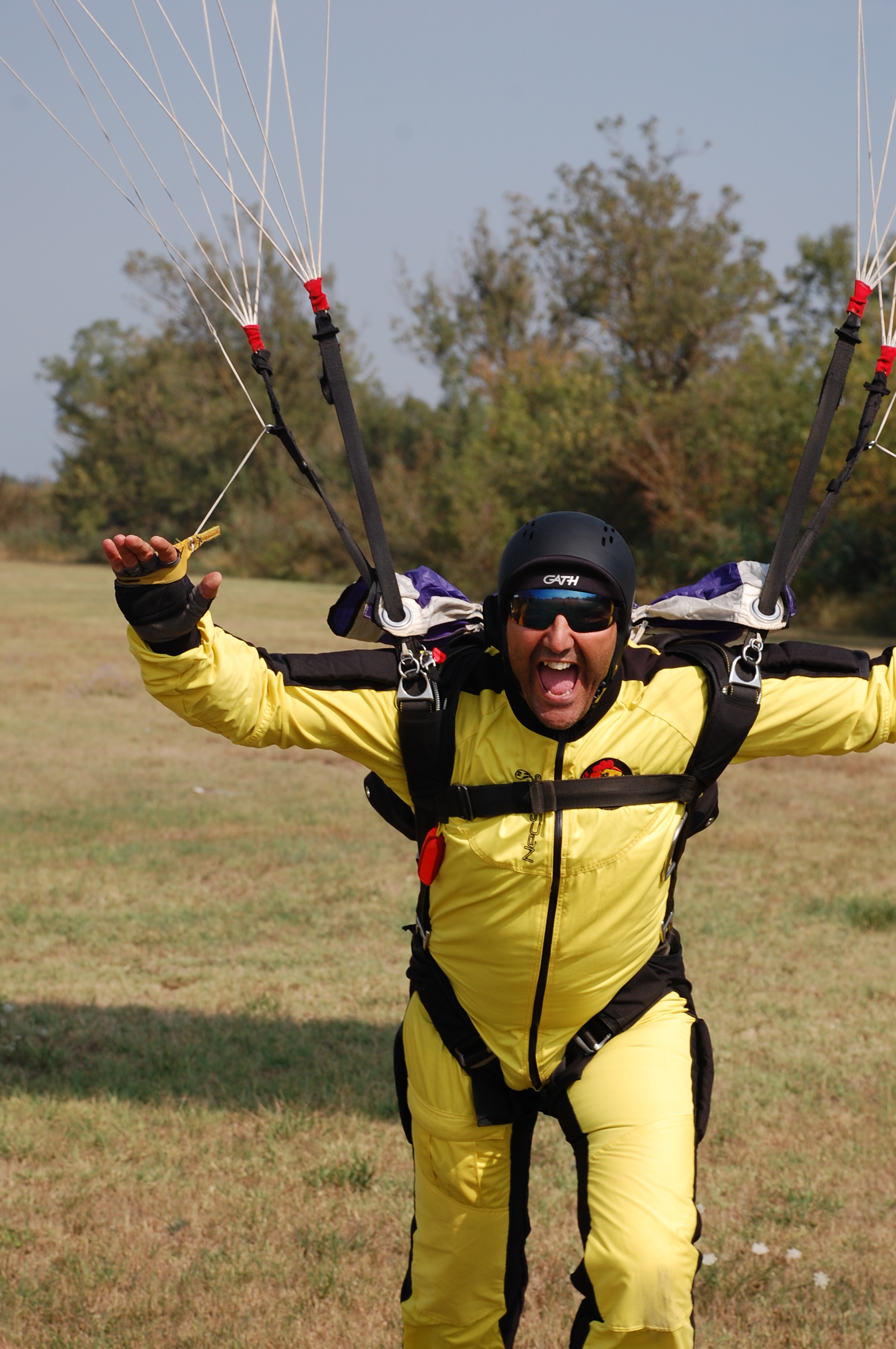 Aerial view of landing zone from under canopy