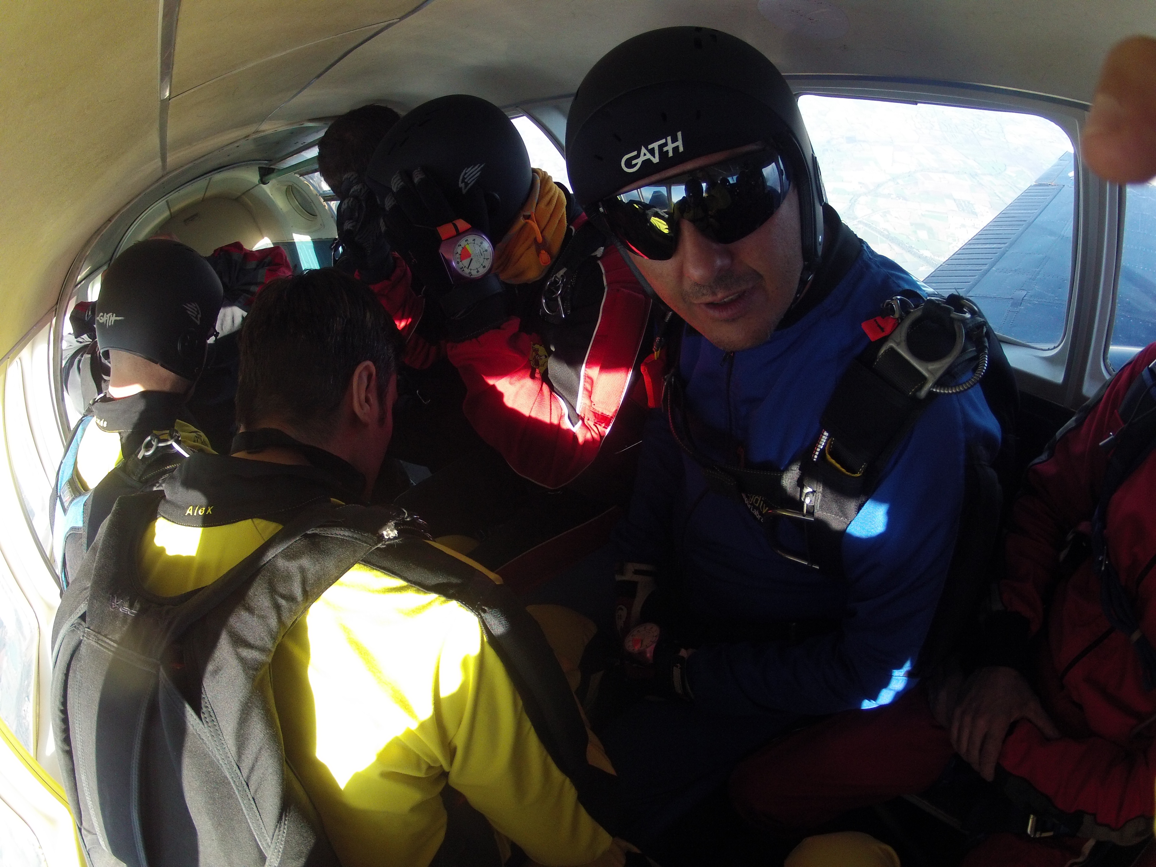 Two skydivers in formation freefall