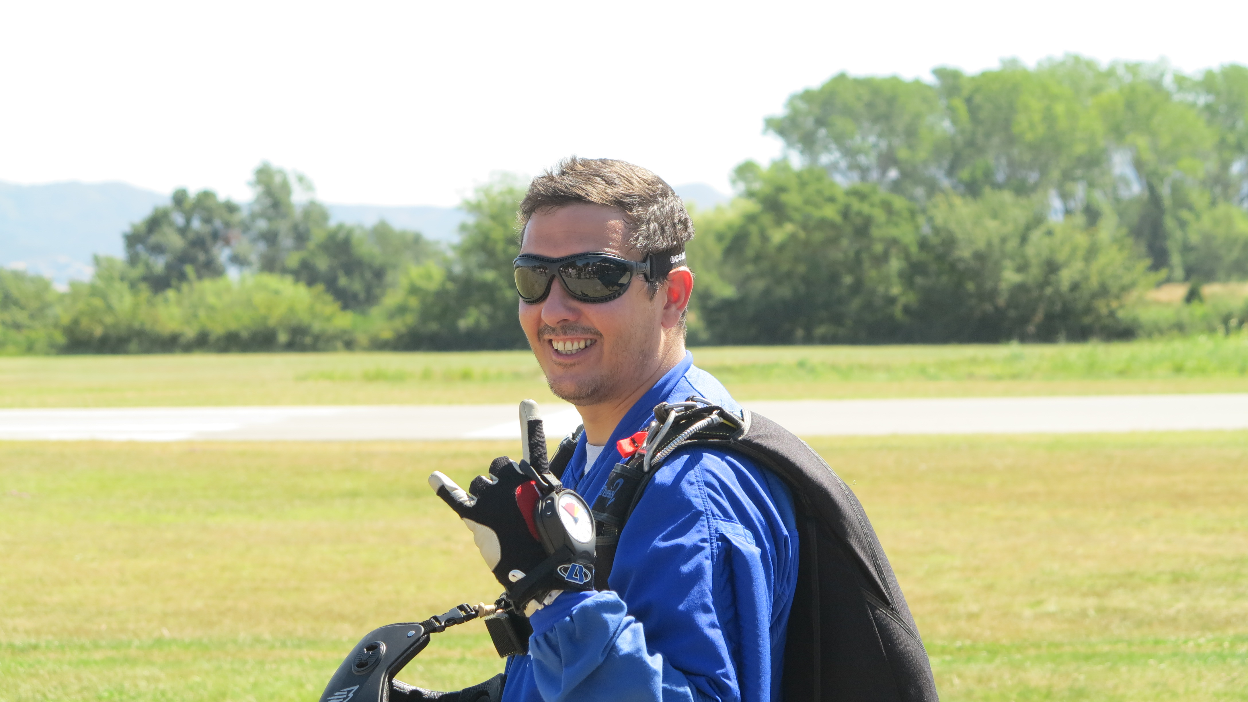 Crew gearing up before a jump at the drop zone